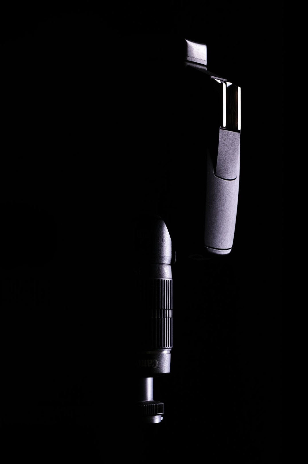 Close-up of a professional studio microphone on a stand